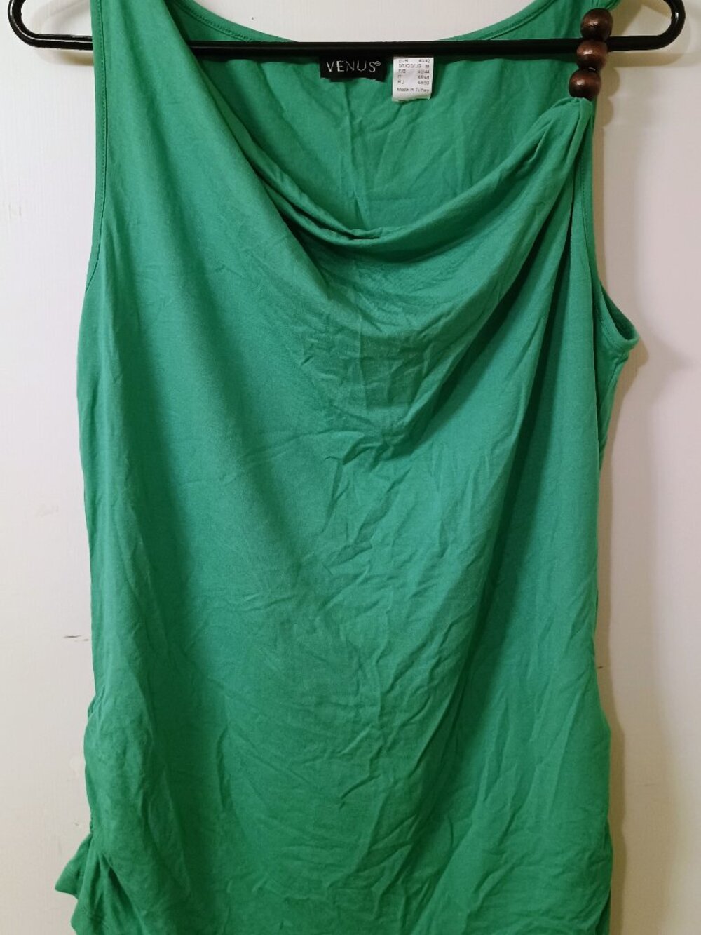 Venus green tank top with beads, size M